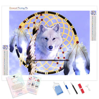 Wolf Dreamcatcher | Diamond Painting Kit - Full Drill - Square or Round Diamonds with AB Drills Option