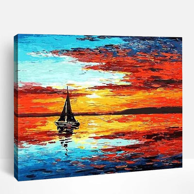 Sunset and Boat | Paint By Numbers