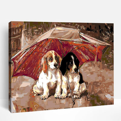 Puppies under Umbrella | Paint By Numbers