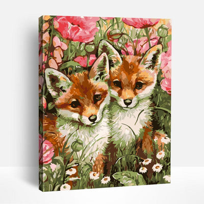 The Foxes Among the Flowers | Paint By Numbers