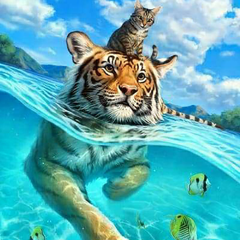 Lions & Tigers-best 5d diamond painting kits by Diamondpaintingpro