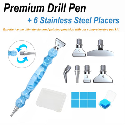 Premium Drill Pen + 6 Stainless Steel Placers