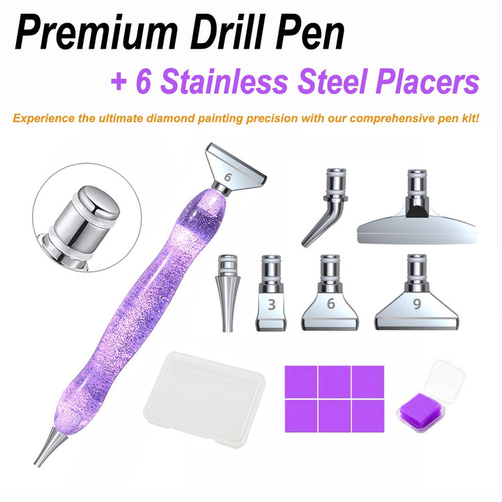 Premium Drill Pen + 6 Stainless Steel Placers