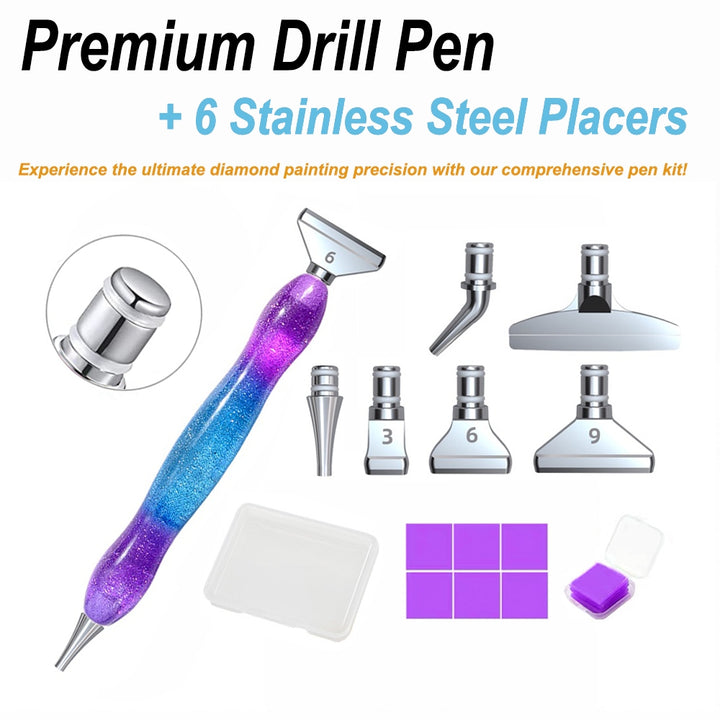 Premium Drill Pen + 6 Stainless Steel Placers
