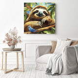 Sloth's Branch Buddies | Diamond Painting Displayed as Home Decor