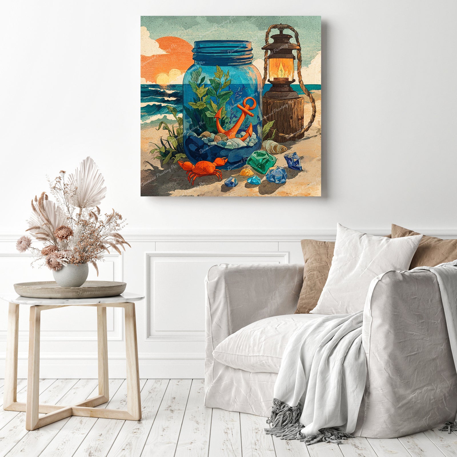 Beach Jar Terrarium Diamond Painting as Home Decor