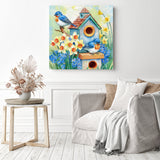 Floral Birdhouse | Diamond Painting Displayed as Home Decor