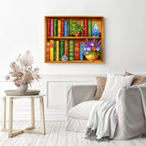 Books and Blooms | Diamond Painting Displayed as Home Decor