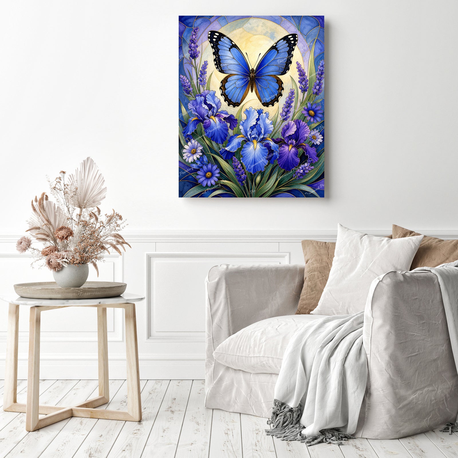 Butterfly and Irises Diamond Painting as Home Decor