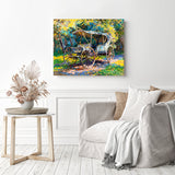 Sunlit Carriage Retreat | Diamond Painting Displayed as Home Decor