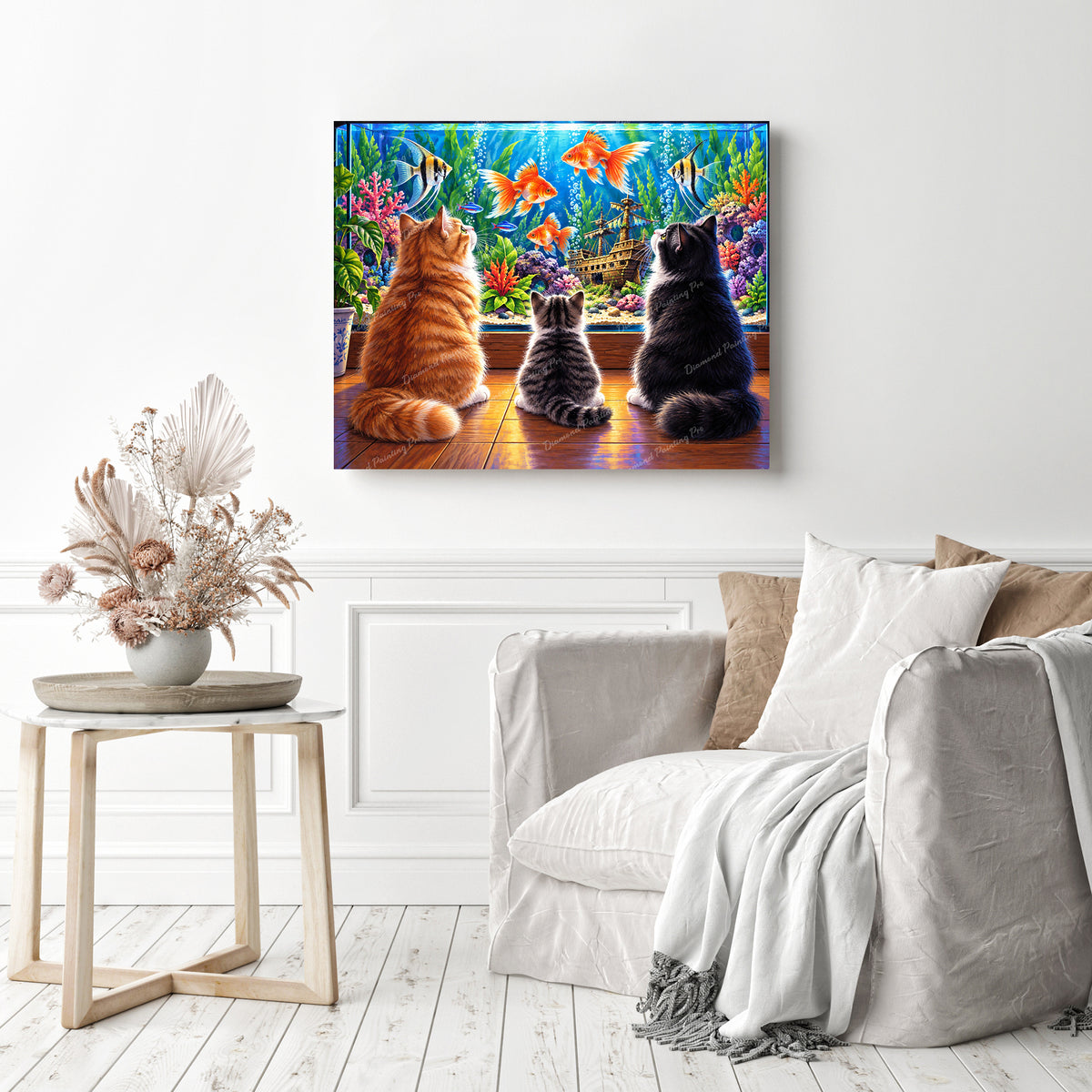 Cats by the Aquarium Diamond Painting as Home Decor