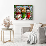 Christmas Stocking Kittens Diamond Painting as Home Decor