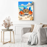 Crystal Beach Crab | Diamond Painting Displayed as Home Decor