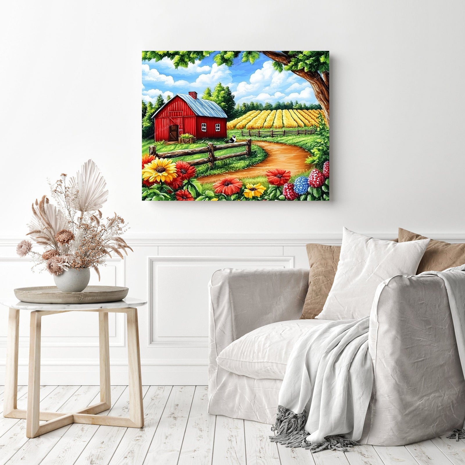 Farm Country Serenity | Diamond Painting Displayed as Home Decor