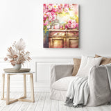 Pastel Floral Cupboard | Diamond Painting Displayed as Home Decor