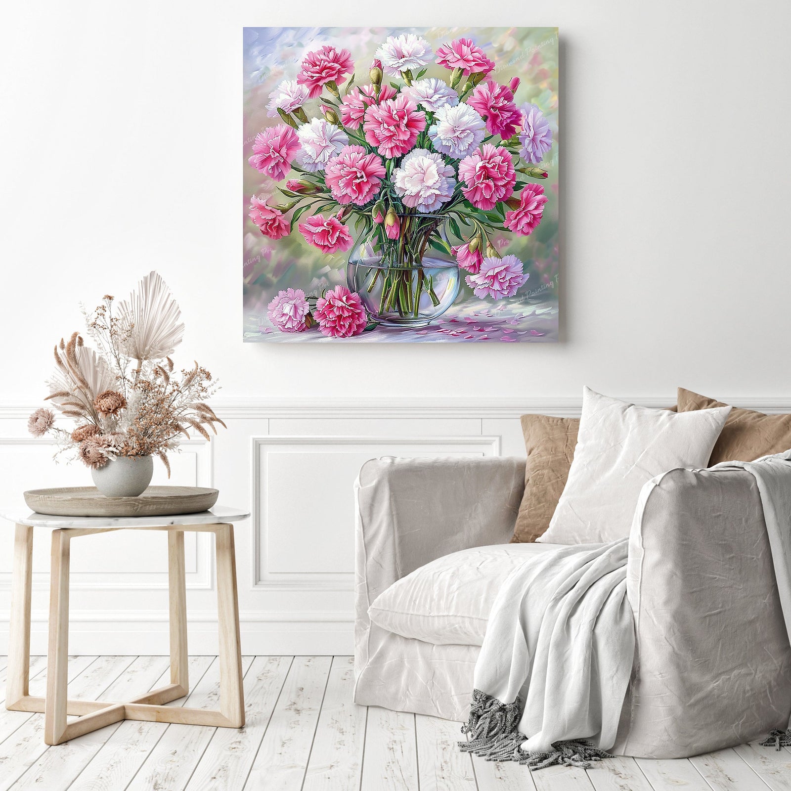 Carnation Vase | Diamond Painting Displayed as Home Decor