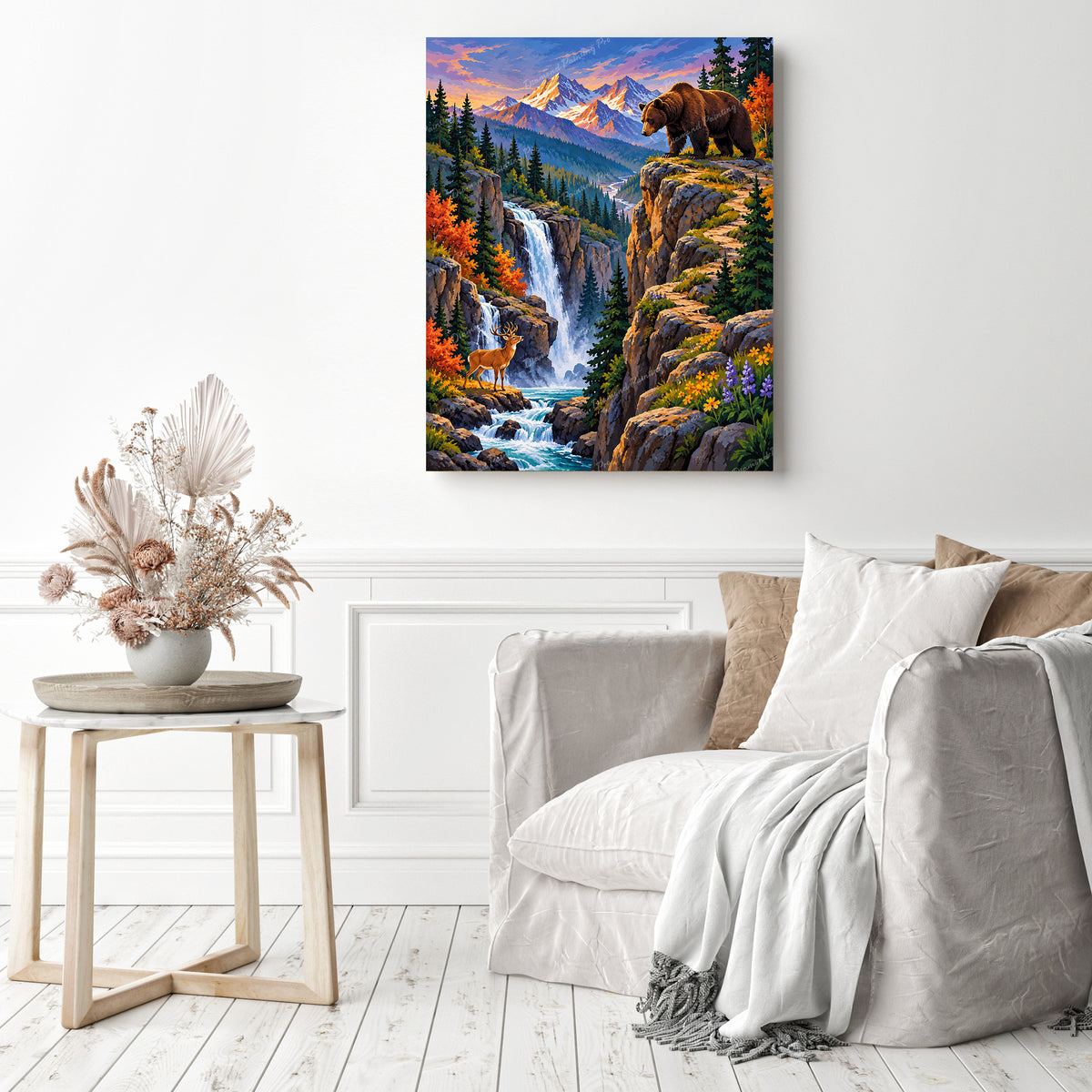 Grizzly Peak Waterfall Diamond Painting as Home Decor