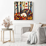 Hedgehog Autumn Hideaway | Diamond Painting Displayed as Home Decor