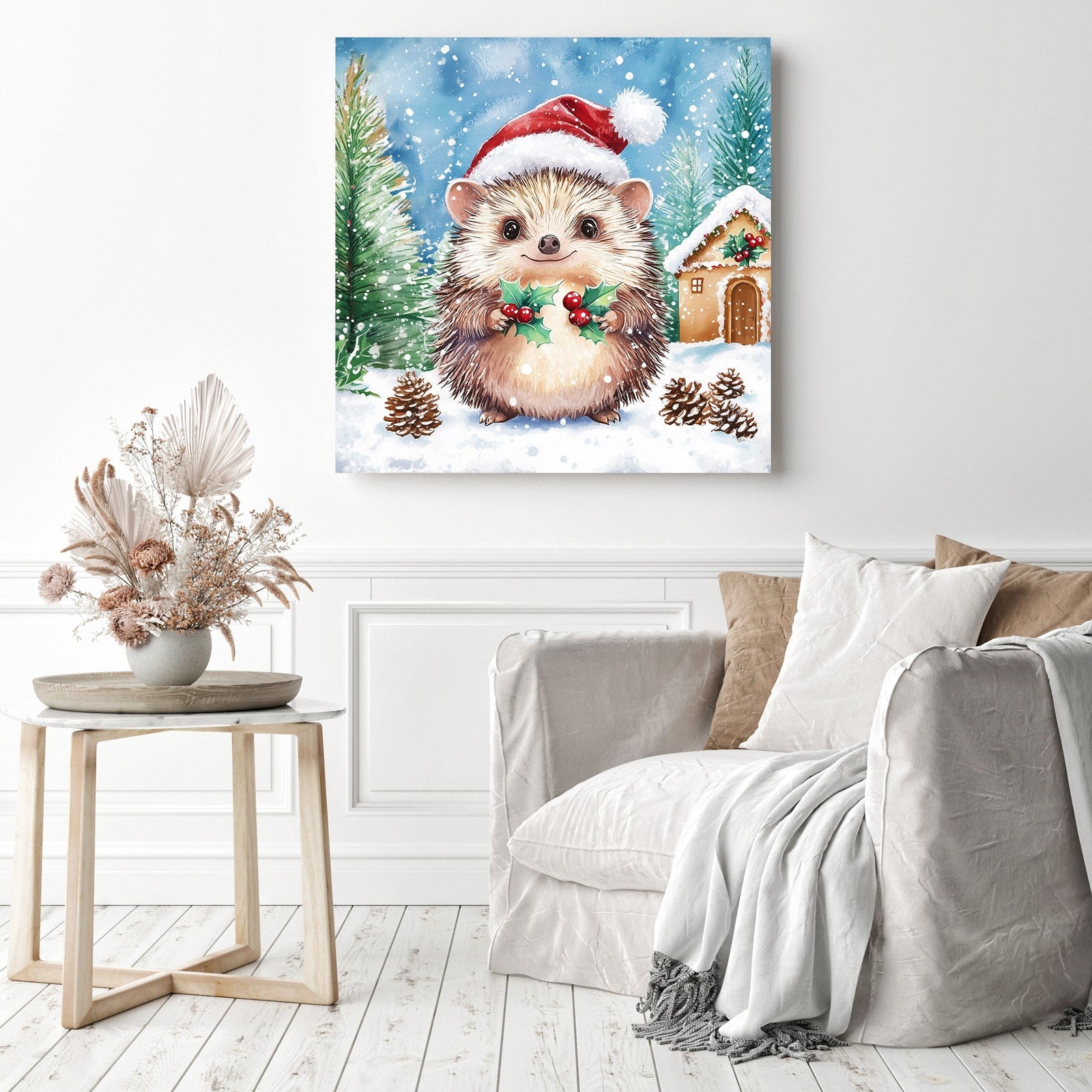 Hedgehog's Christmas Diamond Painting as Home Decor