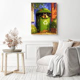 Hide & Seek Pup | Diamond Painting Displayed as Home Decor