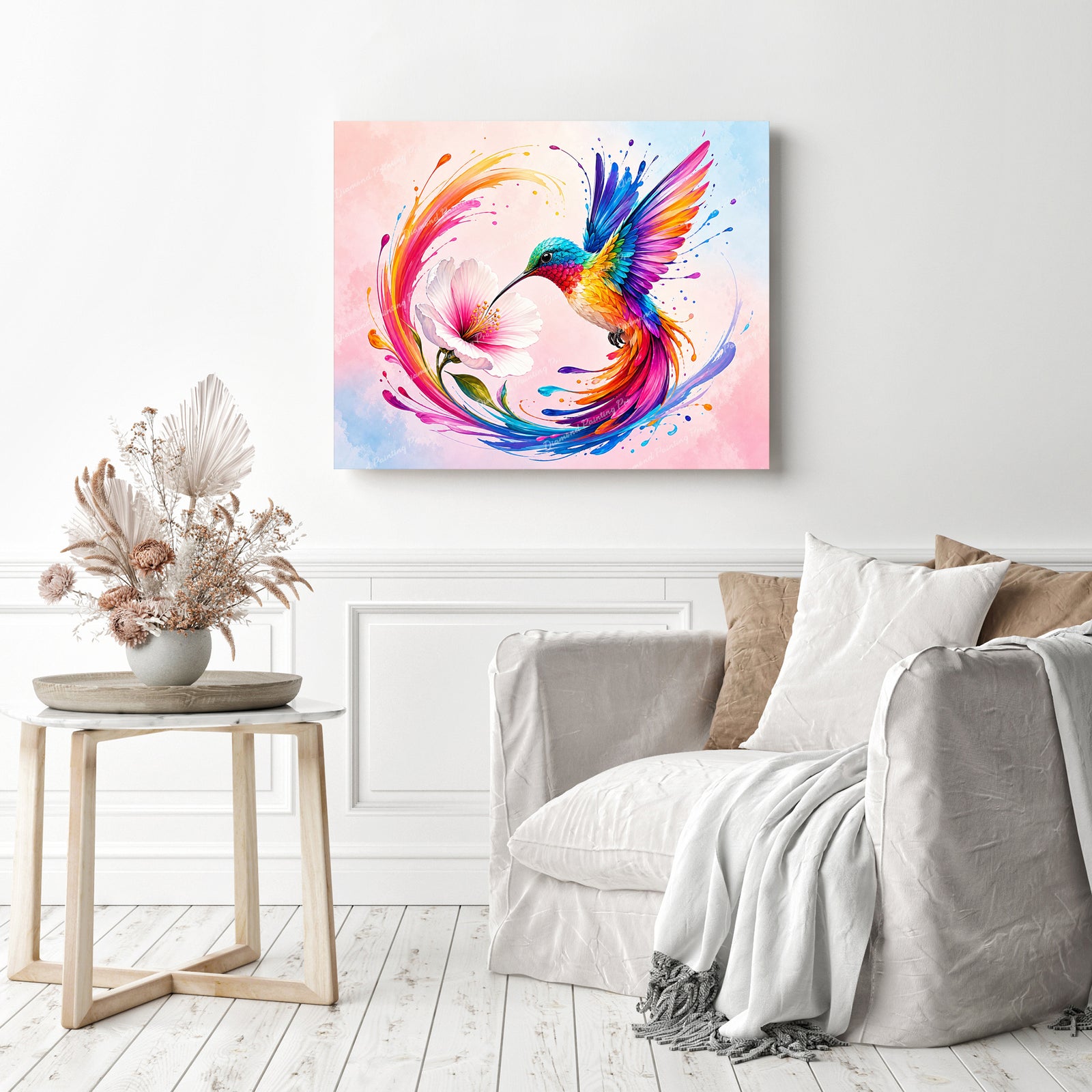 Hummingbird with Flower Diamond Painting as Home Decor