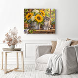 Kitten and Sunflowers Diamond Painting as Home Decor