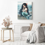 Mermaid's Christmas Wish Diamond Painting as Home Decor