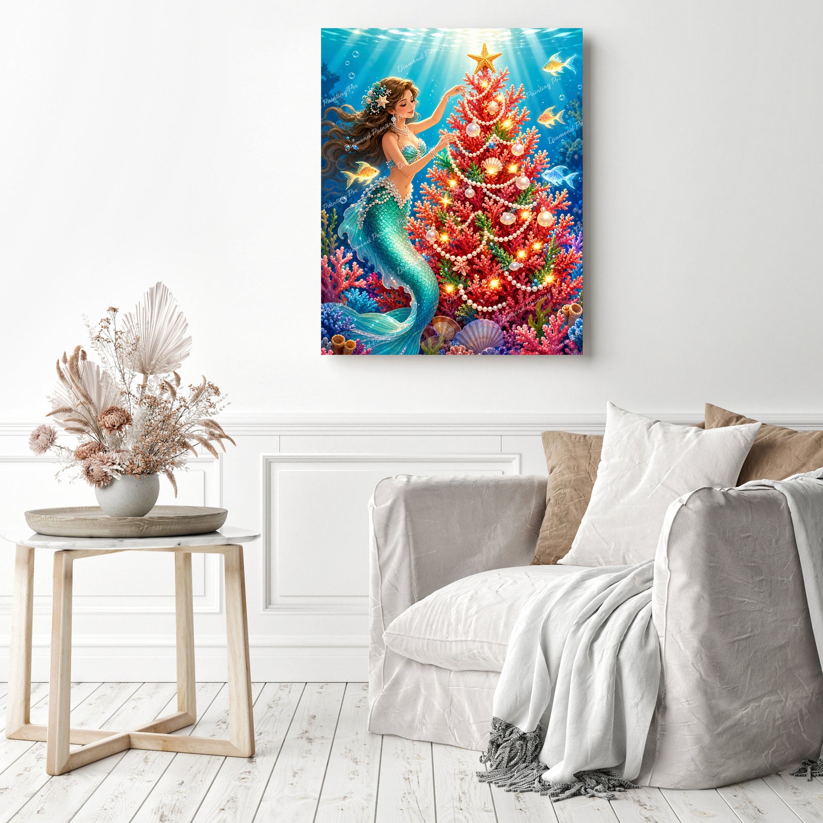 Mermaid’s Christmas Diamond Painting as Home Decor