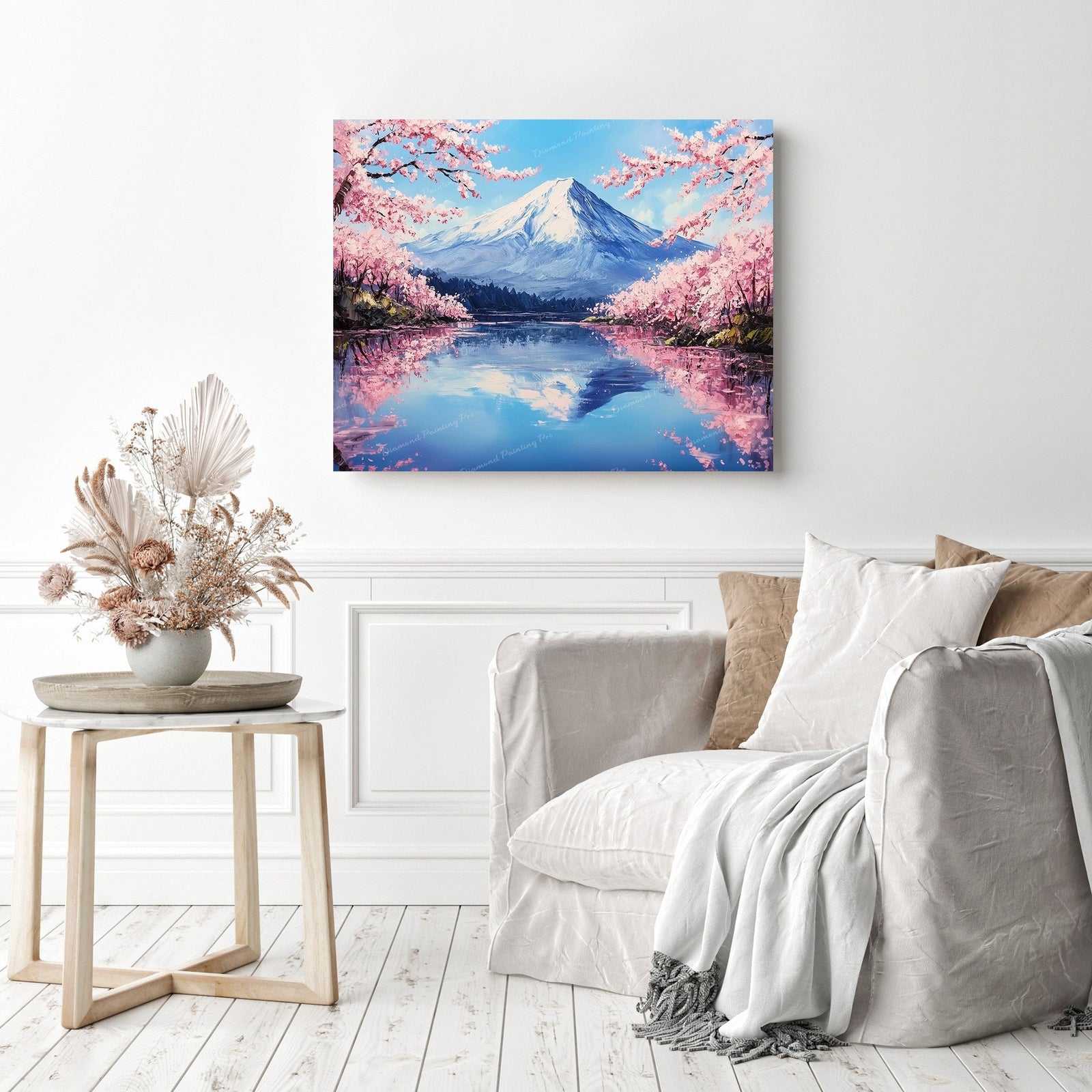 Mount Fuji and Blossoms Diamond Painting as Home Decor