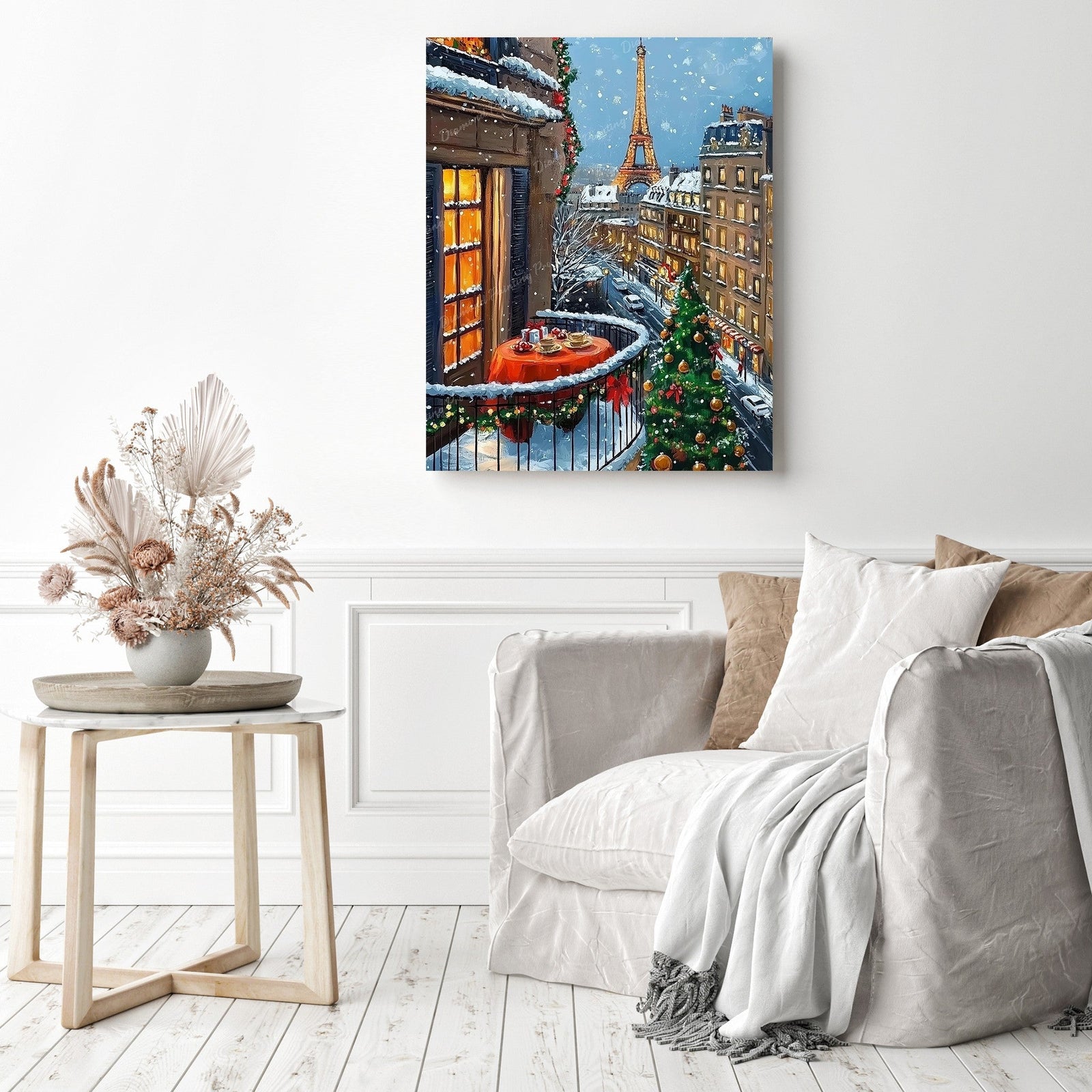 Parisian Balcony on Christmas Diamond Painting as Home Decor