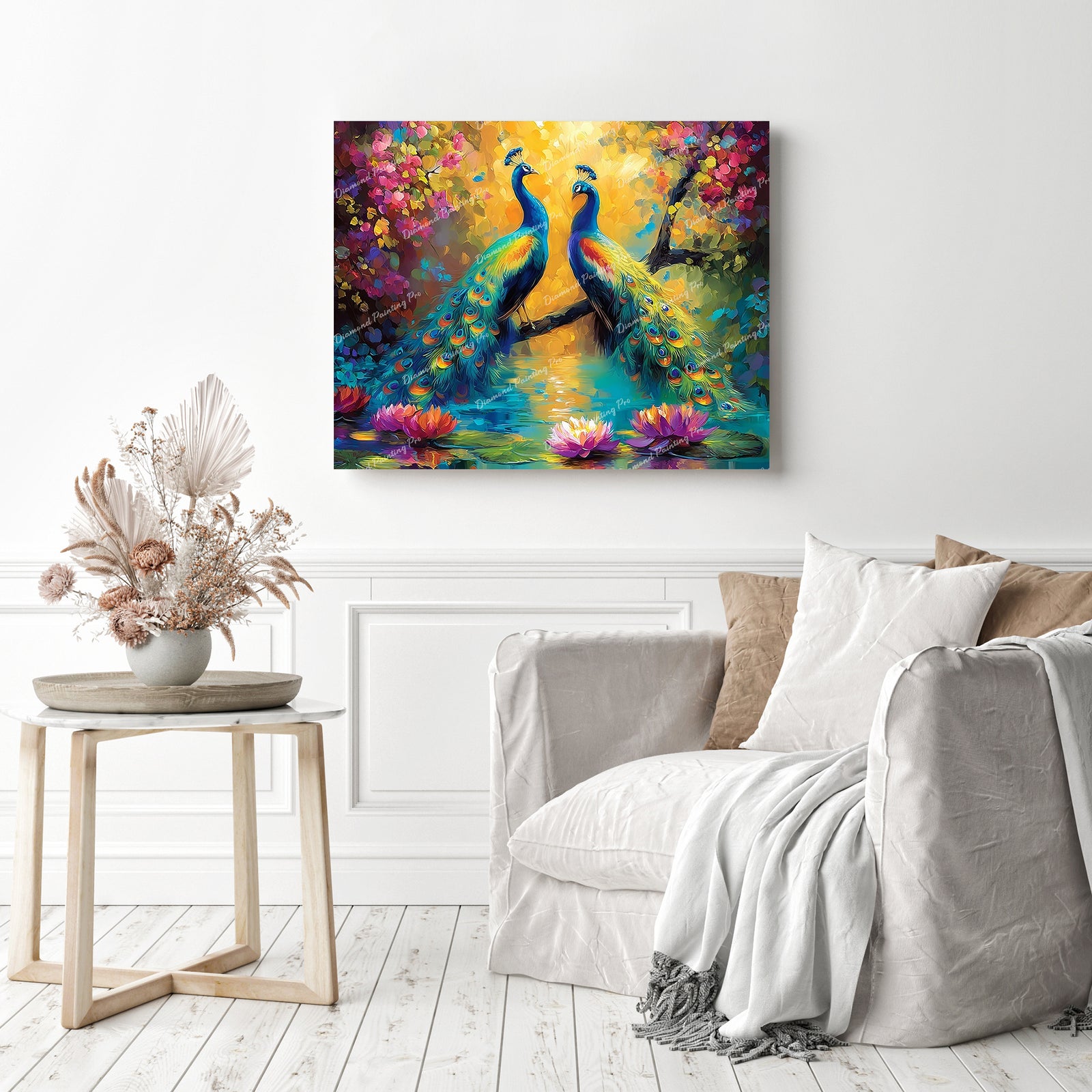 Peacocks in Enchanted Garden Diamond Painting as Home Decor