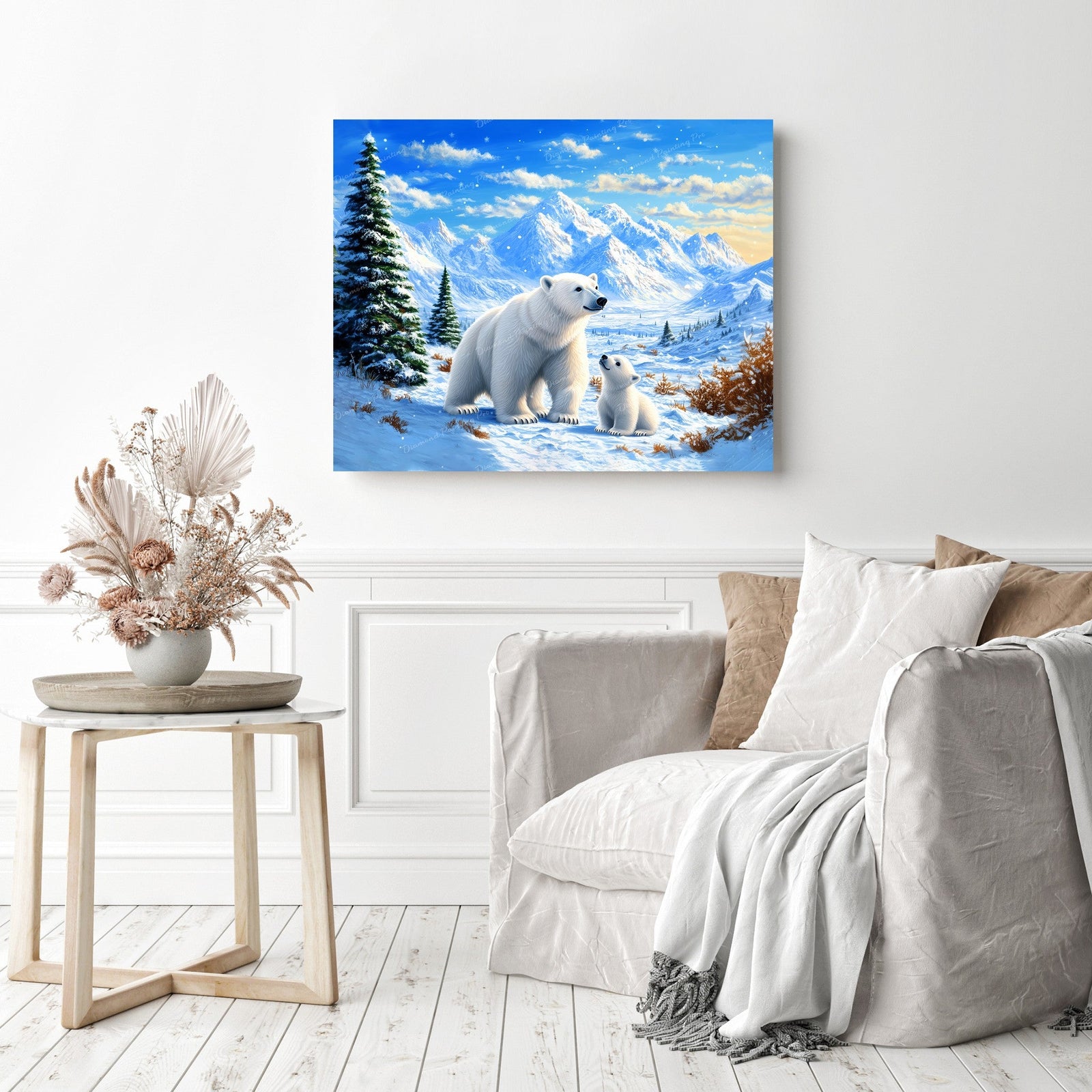 Polar Bear and Cub Diamond Painting as Home Decor