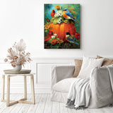 Pumpkin and Birds Diamond Painting as Home Decor