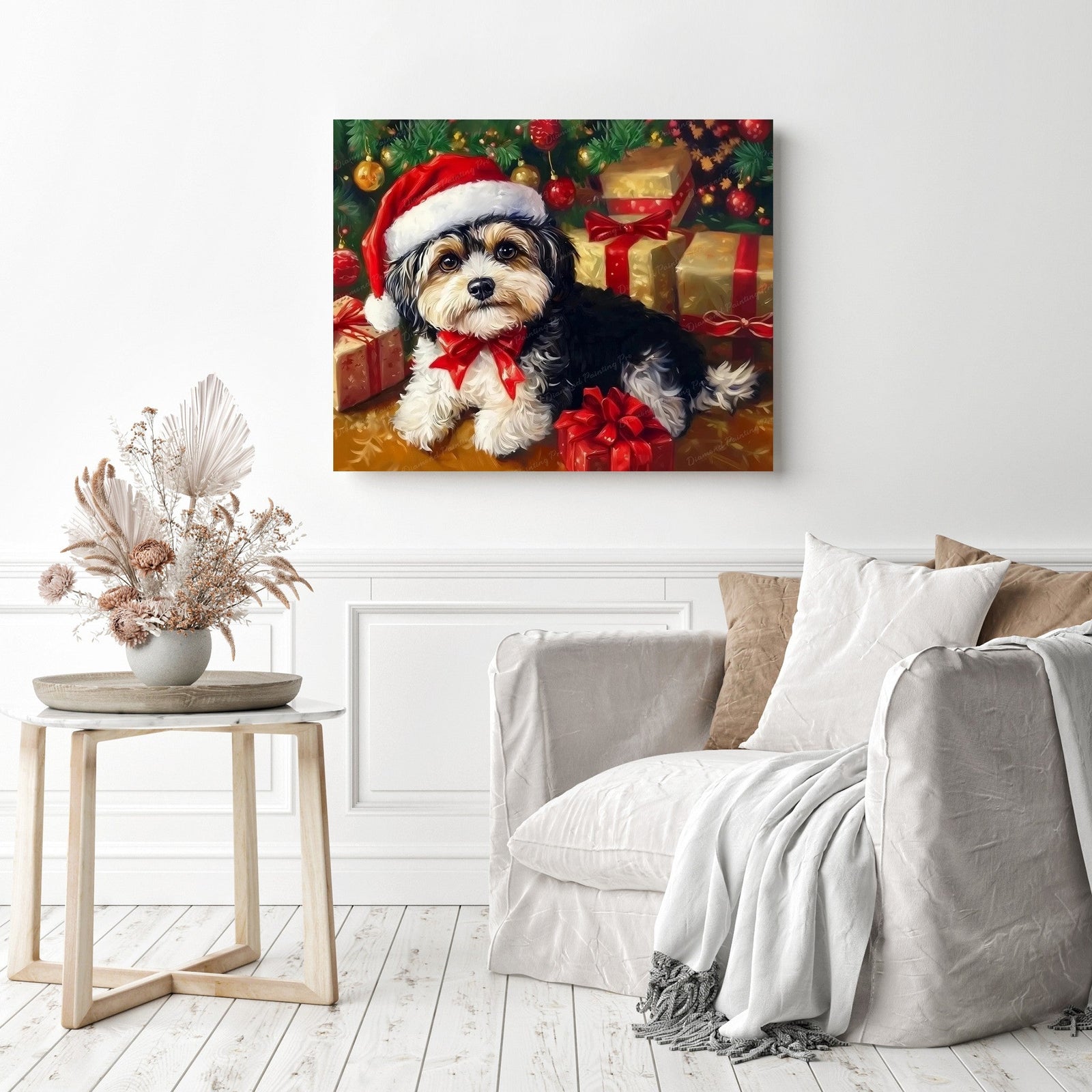 Puppy's Christmas Diamond Painting as Home Decor