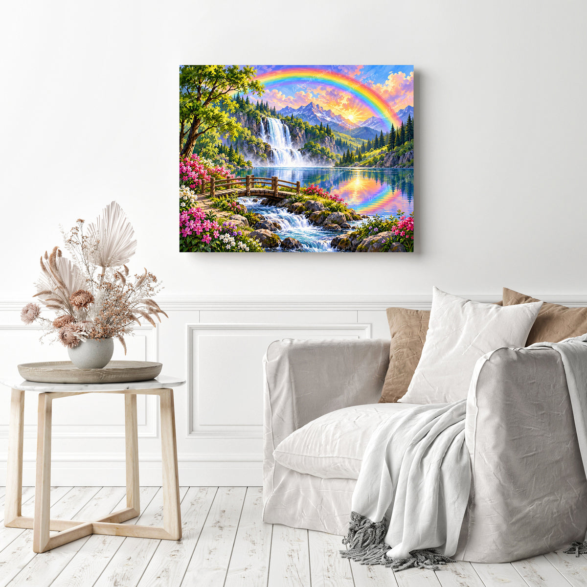 Rainbow Falls Valley Diamond Painting as Home Decor