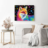 Rainbow Fox | Diamond Painting Displayed as Home Decor