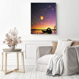 Romantic Date Silhouette | Diamond Painting Displayed as Home Decor