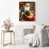 Santa with Puppies Diamond Painting as Home Decor