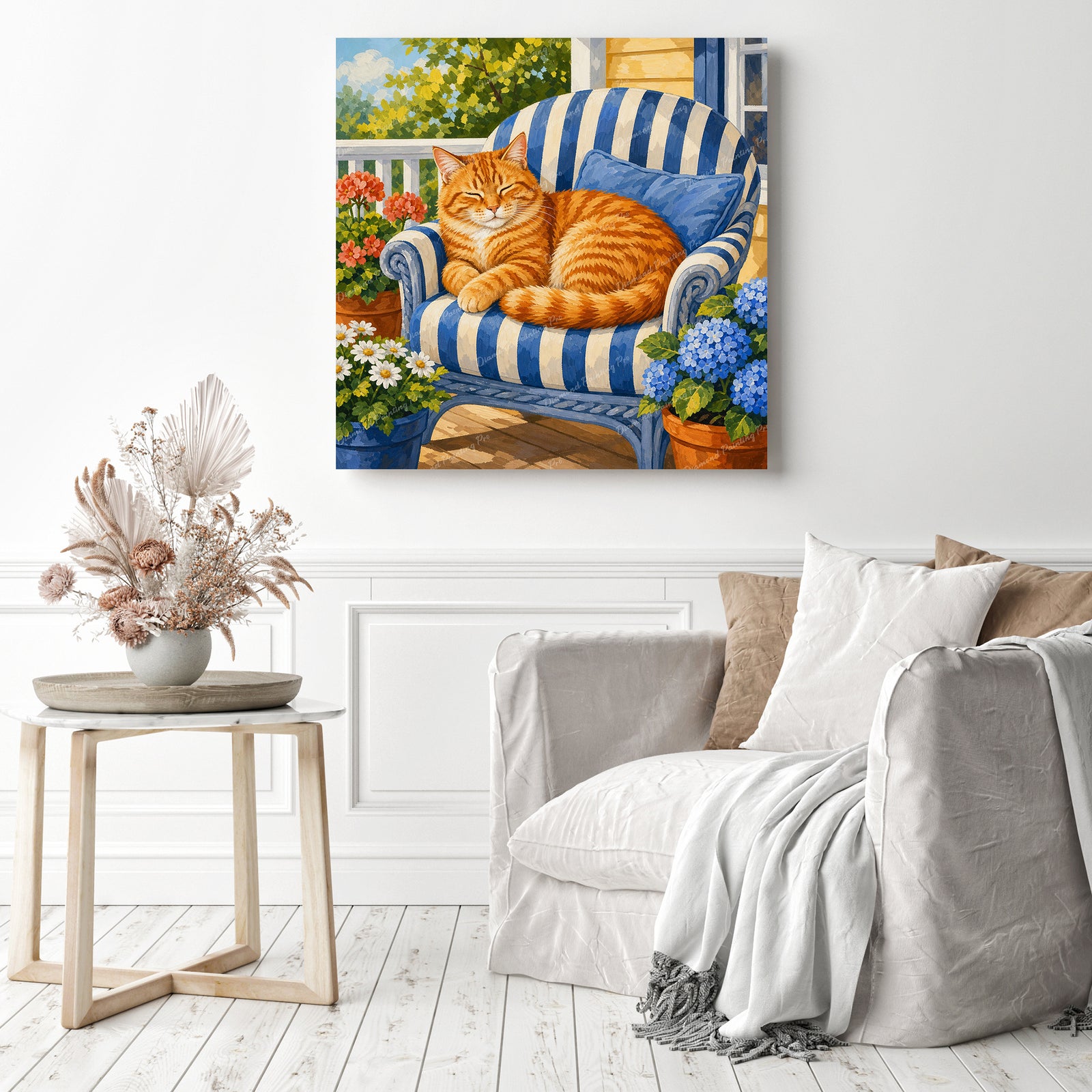 Sleepy Orange Cat Diamond Painting as Home Decor