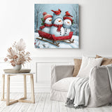 Sleigh Ride Snowmans Diamond Painting as Home Decor
