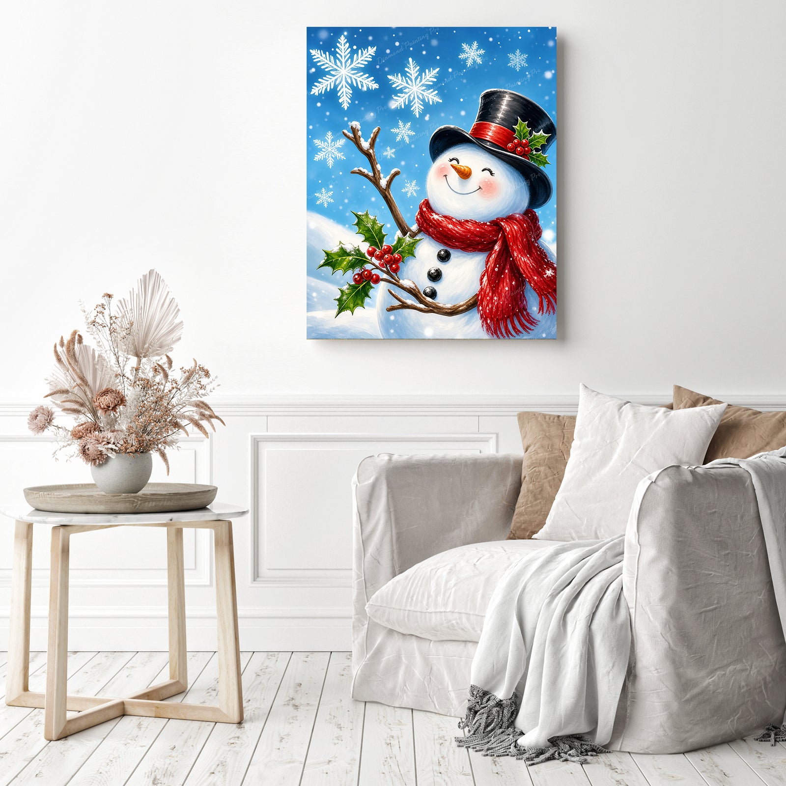 Smiling Snowman Diamond Painting as Home Decor