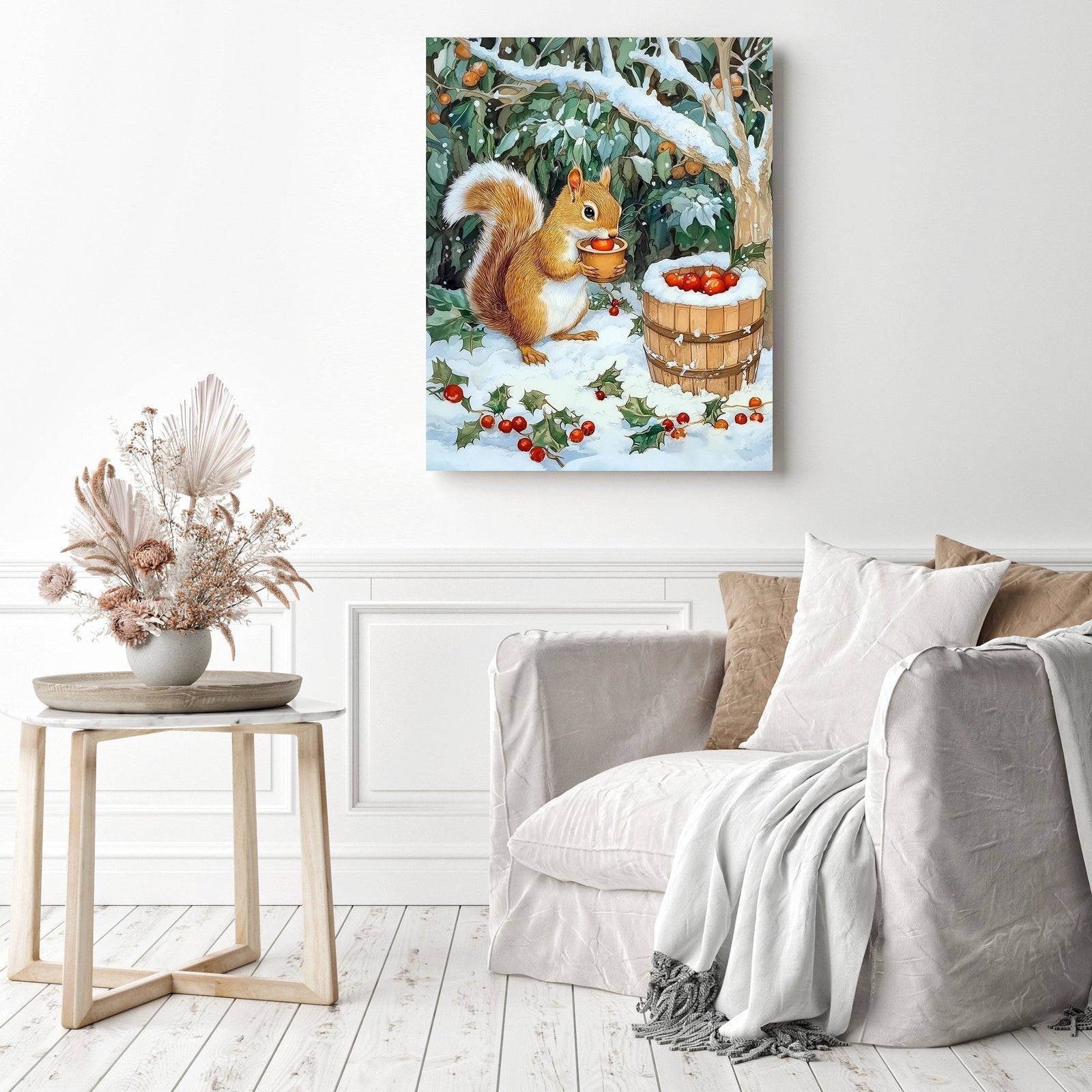 Squirrel and Berries Diamond Painting as Home Decor