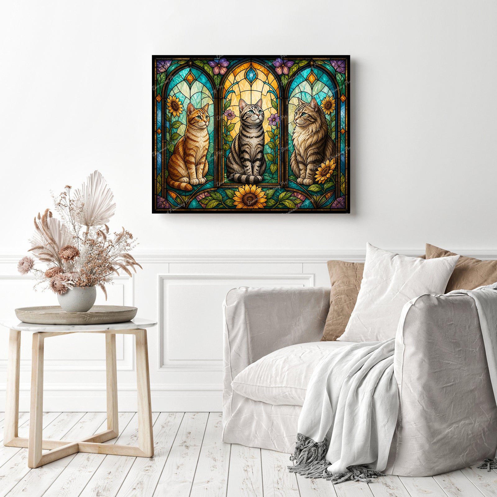 Stained-Glass Cats Diamond Painting as Home Decor