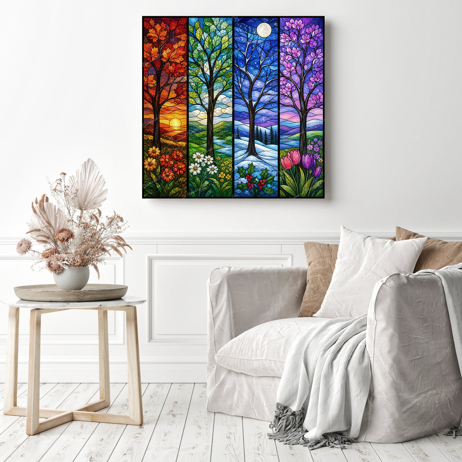 Stained-Glass Four Seasons Diamond Painting as Home Decor