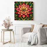 Stained-Glass Lotus Diamond Painting as Home Decor