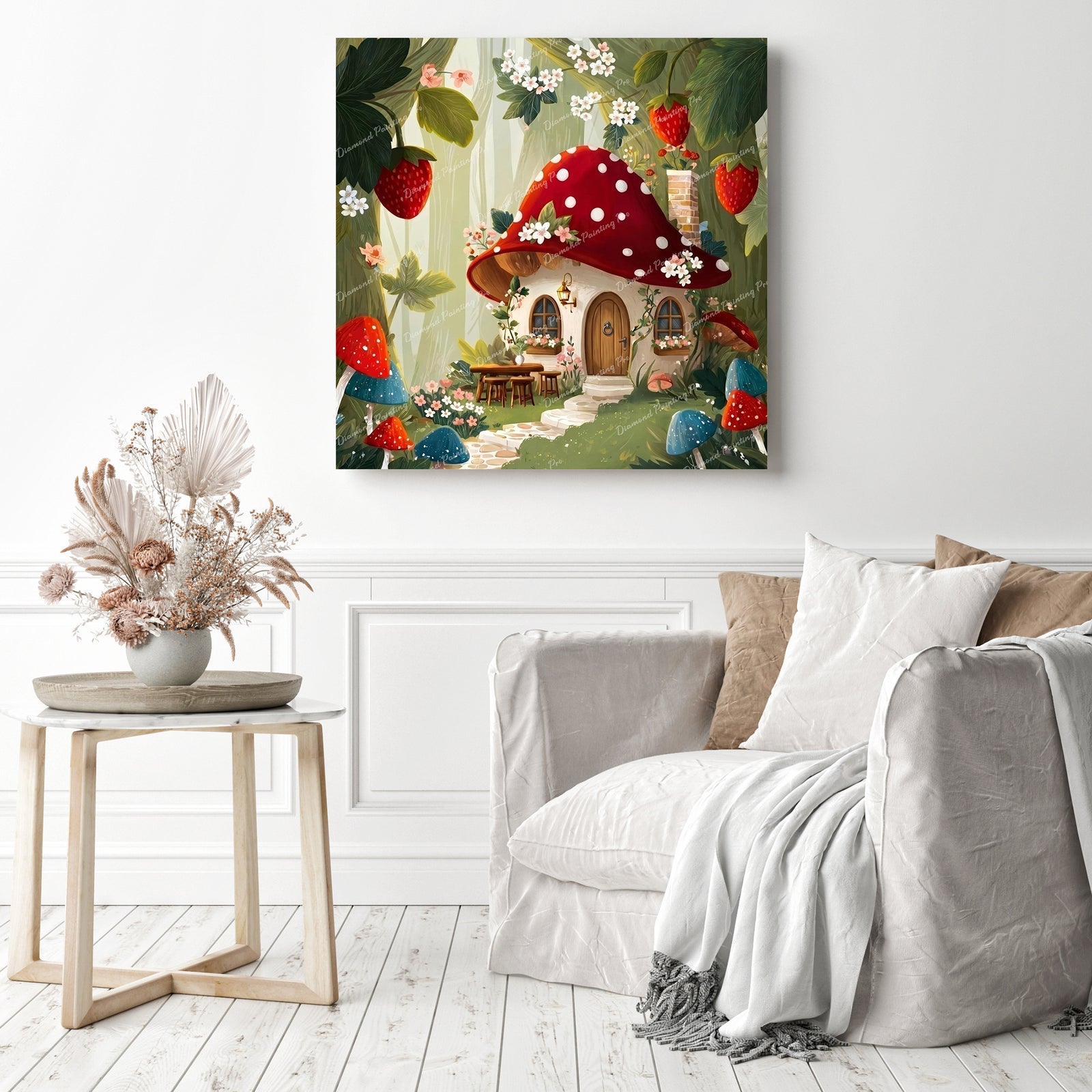 Strawberry Cottage Diamond Painting as Home Decor