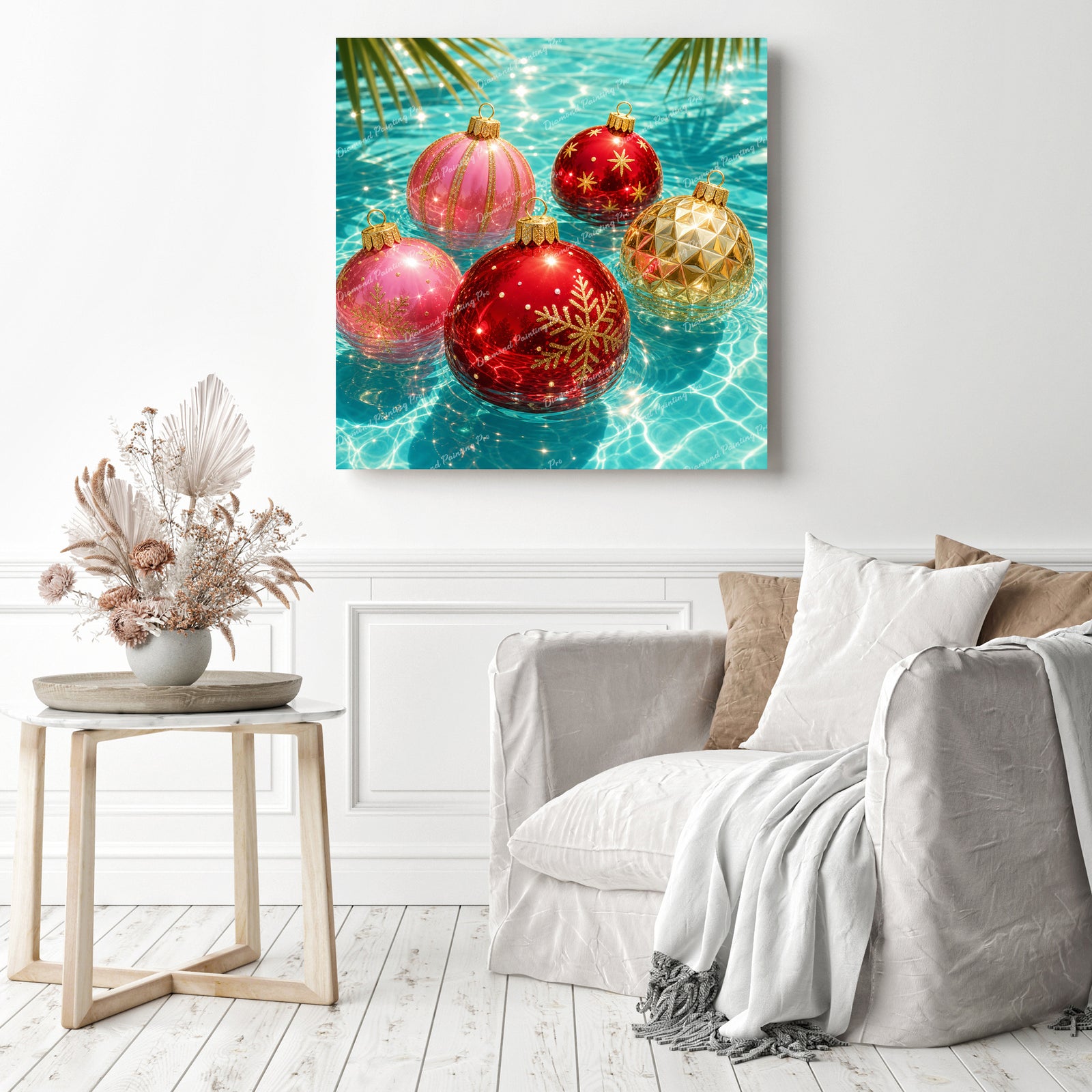 Sunlit Xmas Baubles Diamond Painting as Home Decor