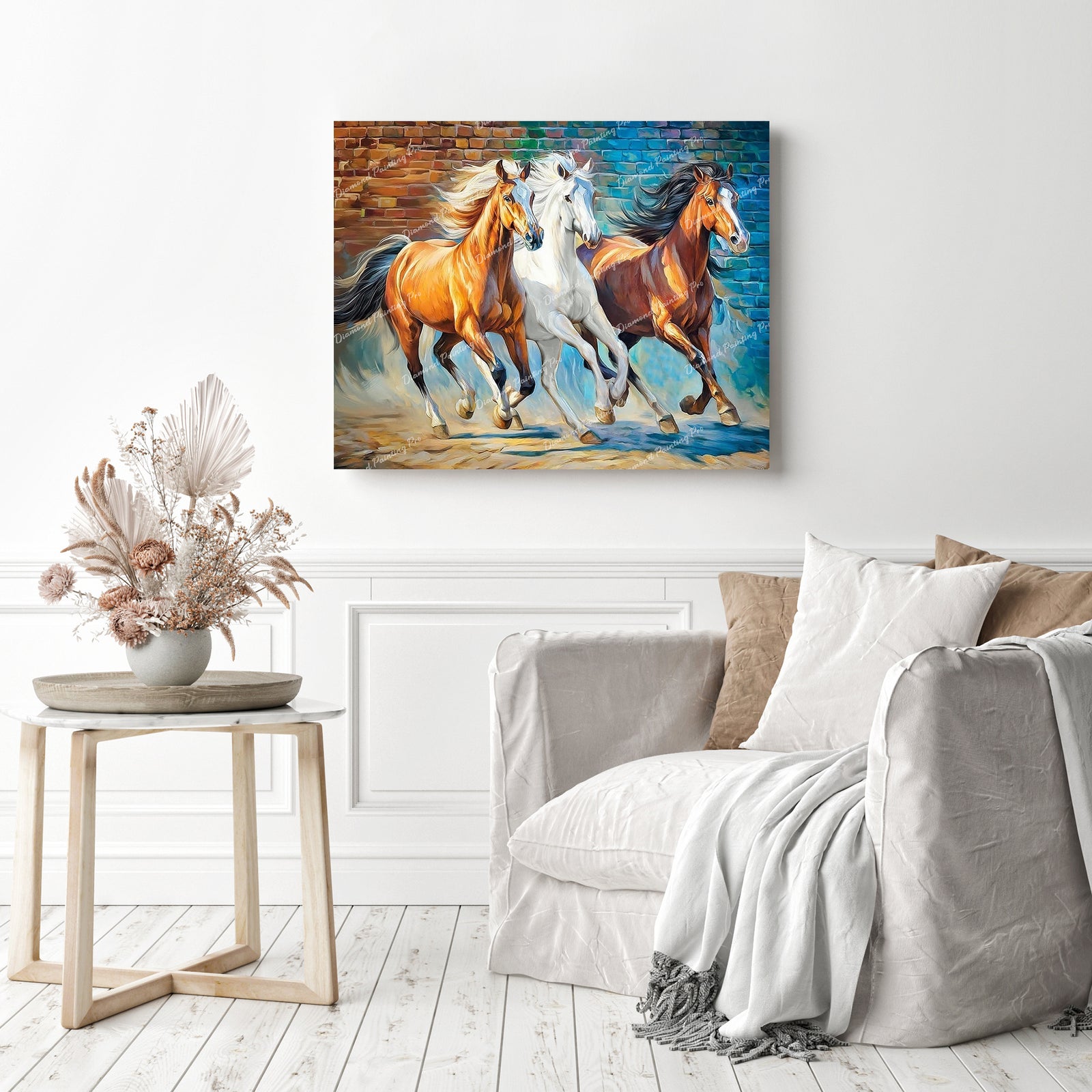 Three Galloping Horses Diamond Painting as Home Decor