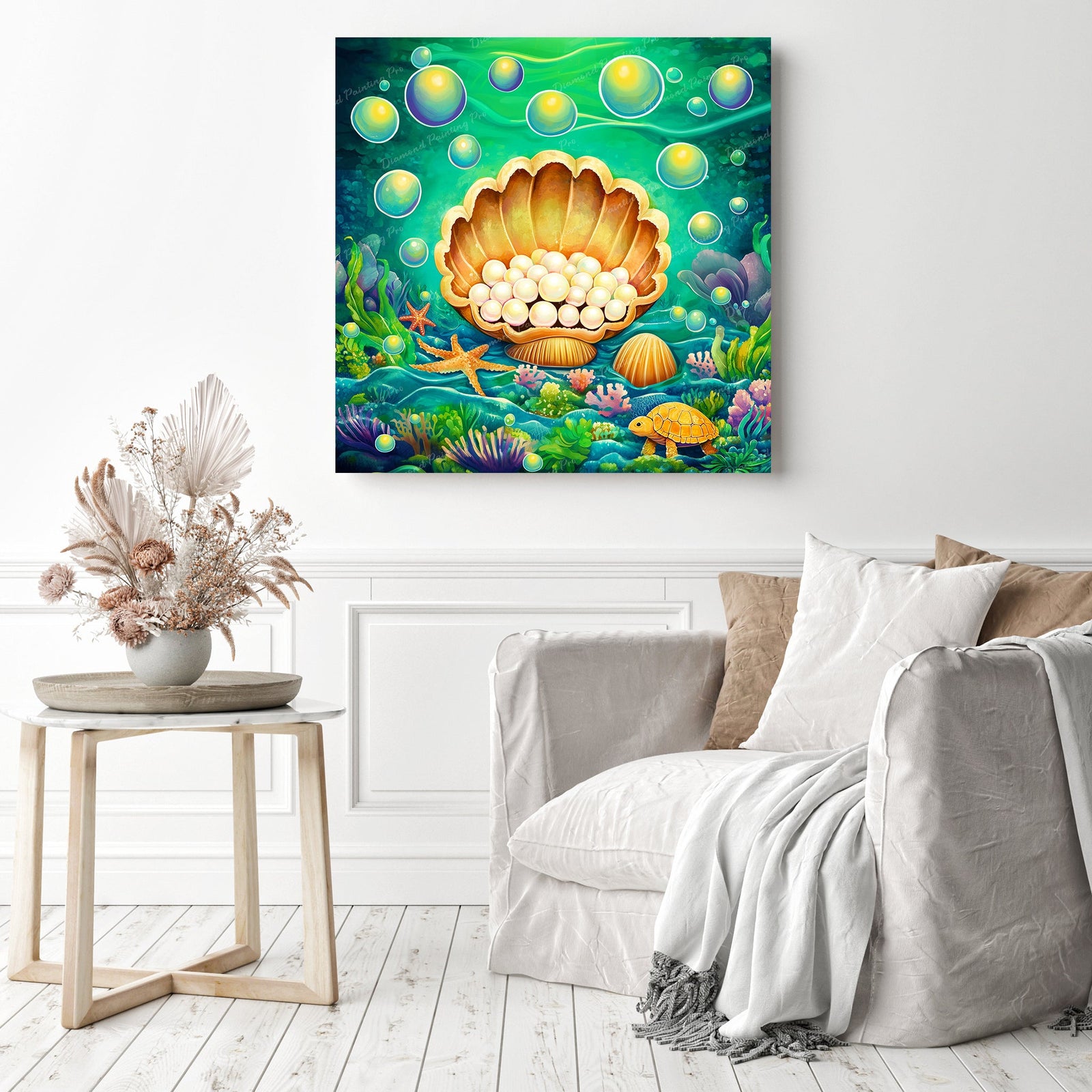 Undersea Jewels | Diamond Painting Displayed as Home Decor