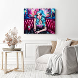 Inked Retro Diva | Diamond Painting Displayed as Home Decor